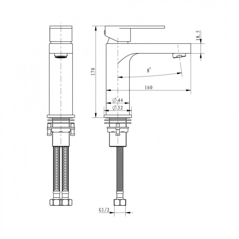 Смеситель для раковины Grocenberg GB1011, графит