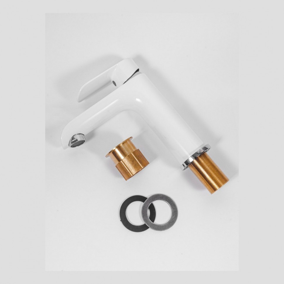 Смеситель для раковины Hansberge H1033, белый/хром