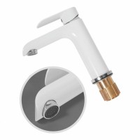 Смеситель для раковины Hansberge H1033, белый/хром