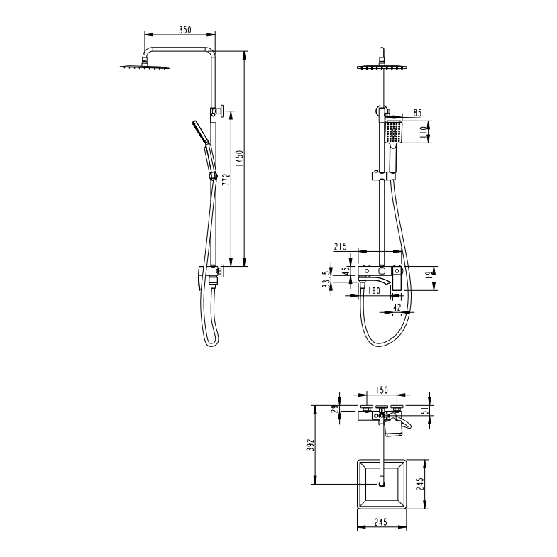 Душевая система Grocenberg GB7007-1, никель