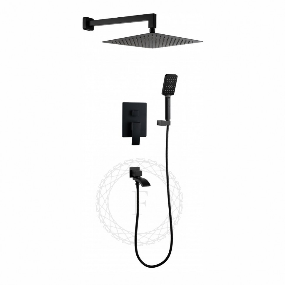 Душевая система скрытого монтажа FILARETE Waterfall FL1010, черный матовый