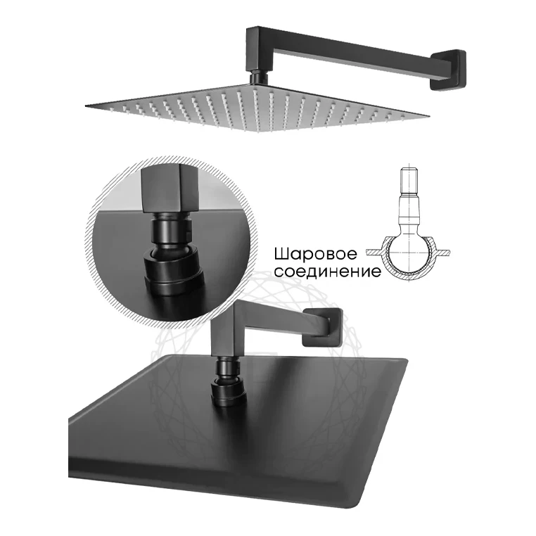 Душевая система скрытого монтажа FILARETE Waterfall FL1010, черный матовый