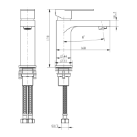 Смеситель для раковины Hansberge H1044, хром
