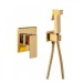Смеситель встраиваемый с гигиеническим душем Hansberge H3070, золото глянец