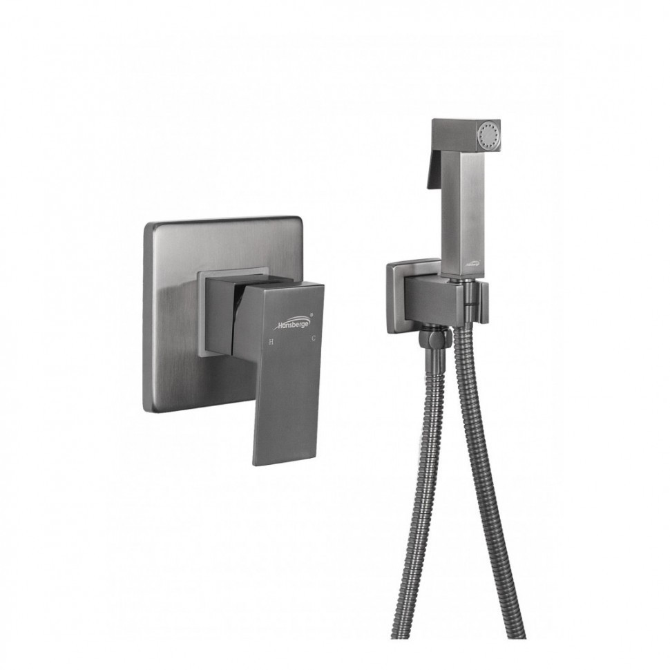 Смеситель встраиваемый с гигиеническим душем Hansberge H3070, графит