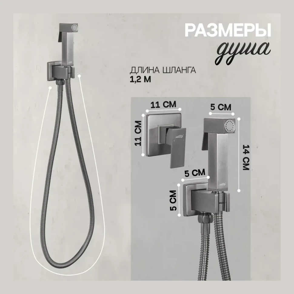 Смеситель встраиваемый с гигиеническим душем Hansberge H3070, графит