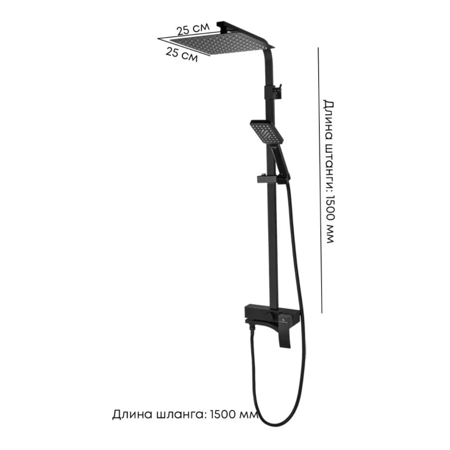 Душевая система Grocenberg GB7007-1, черный матовый
