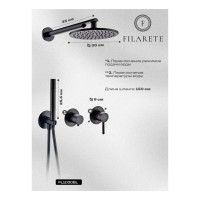 Душевая система встроенная FILARETE FL1030, черный матовый