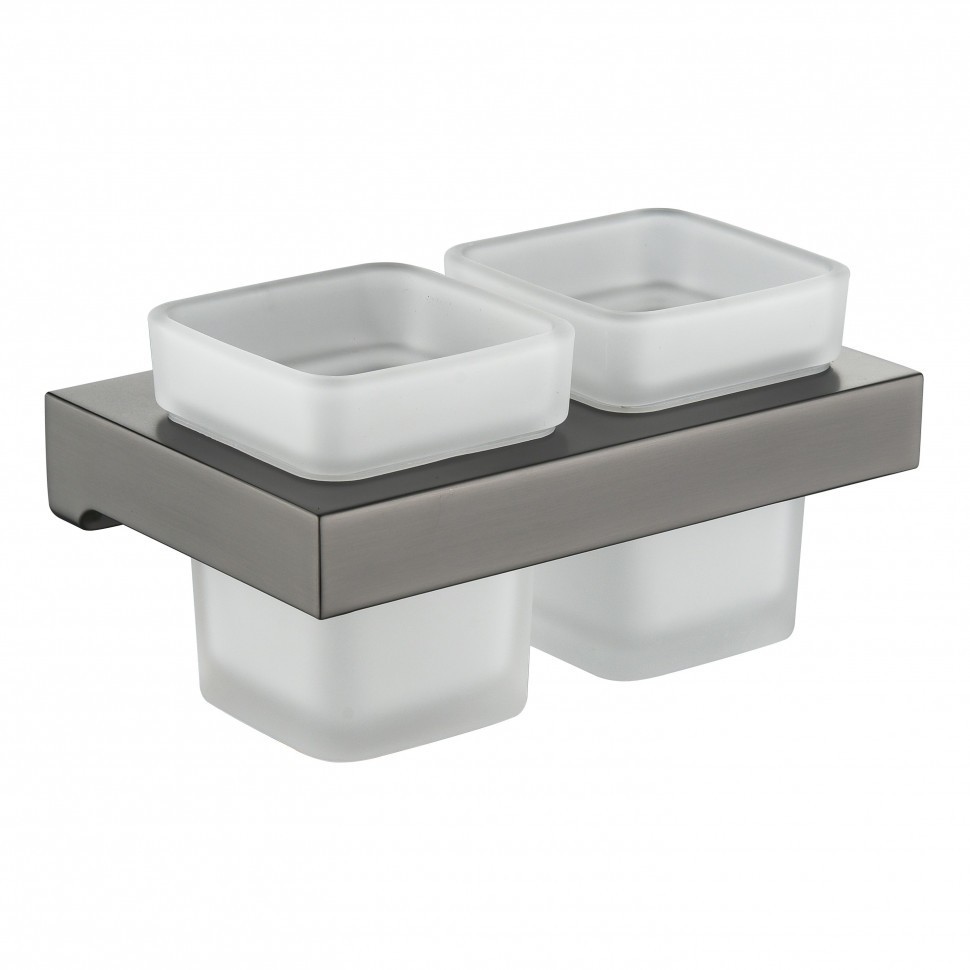 Настенный стакан двойной Grocenberg AC0022, графит Настенный стакан двойной Grocenberg AC0022, графит