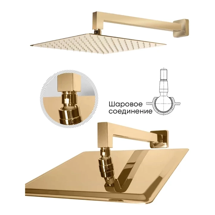 Душевая система скрытого монтажа Grocenberg GB5007, золото глянец