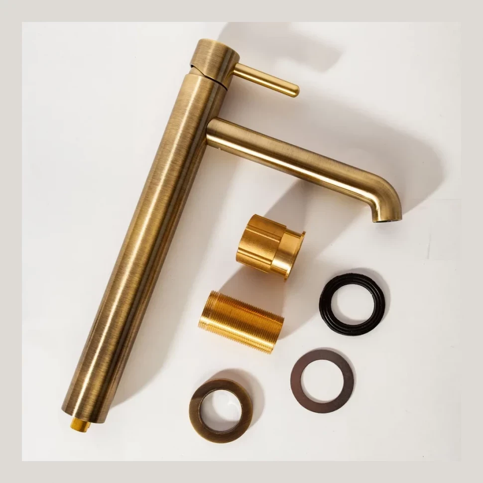 Смеситель для раковины высокий Hansberge H2031, бронза