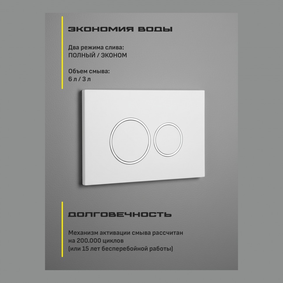 Кнопка смыва для унитаза пластиковая Grocenberg KP3090W, белый Кнопка смыва для унитаза пластиковая Grocenberg KP3090W, белый