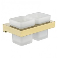 Настенный стакан двойной Grocenberg AC0022, матовое золото Настенный стакан двойной Grocenberg AC0022, матовое золото