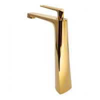 Смеситель для раковины высокий Hansberge H2068, золото глянец