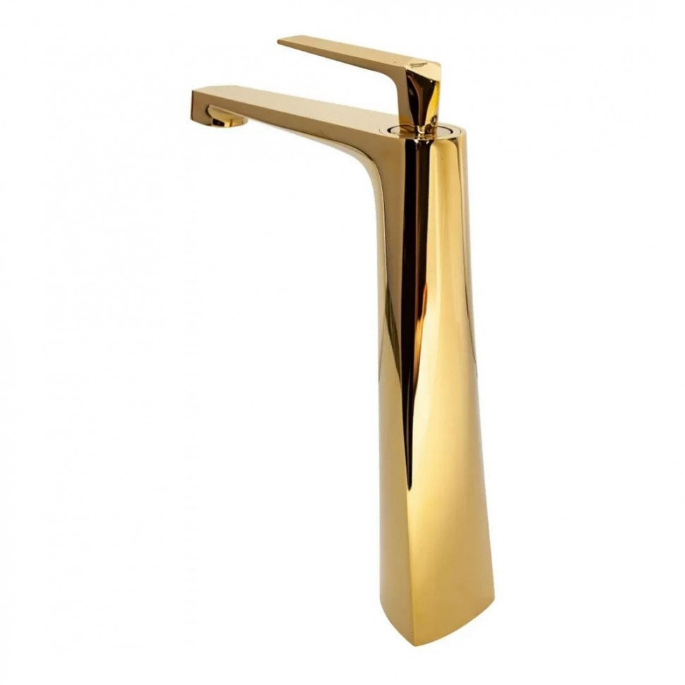 Смеситель для раковины высокий Hansberge H2068, золото глянец
