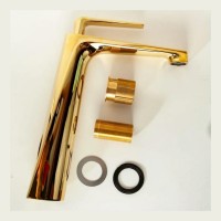 Смеситель для раковины высокий Hansberge H2068, золото глянец