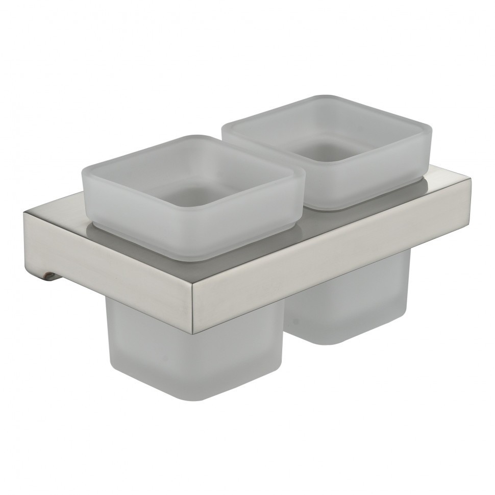 Настенный стакан двойной Grocenberg AC0022, никель Настенный стакан двойной Grocenberg AC0022, никель