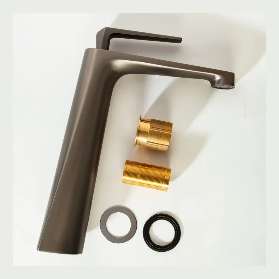 Смеситель для раковины высокий Hansberge H2068, графит