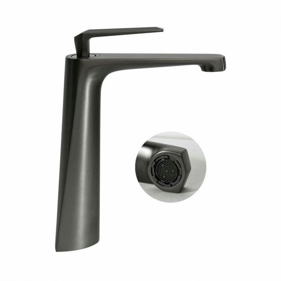 Смеситель для раковины высокий Hansberge H2068, графит