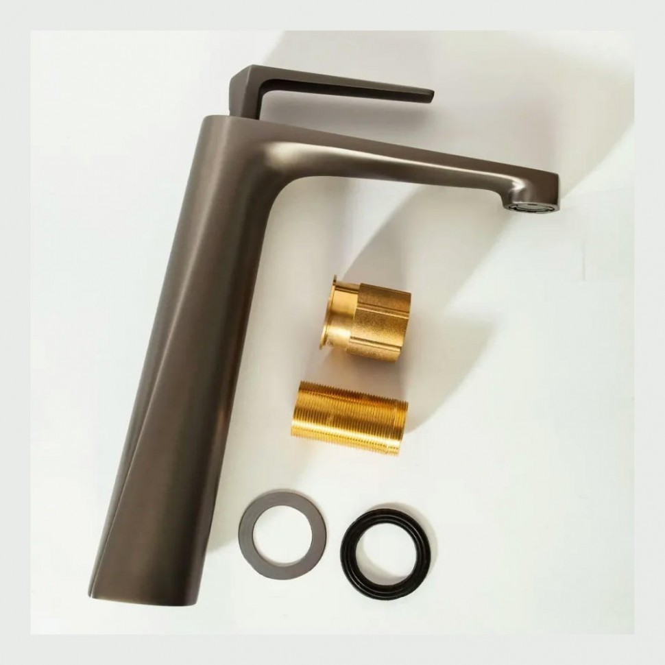 Смеситель для раковины высокий Hansberge H2068, графит