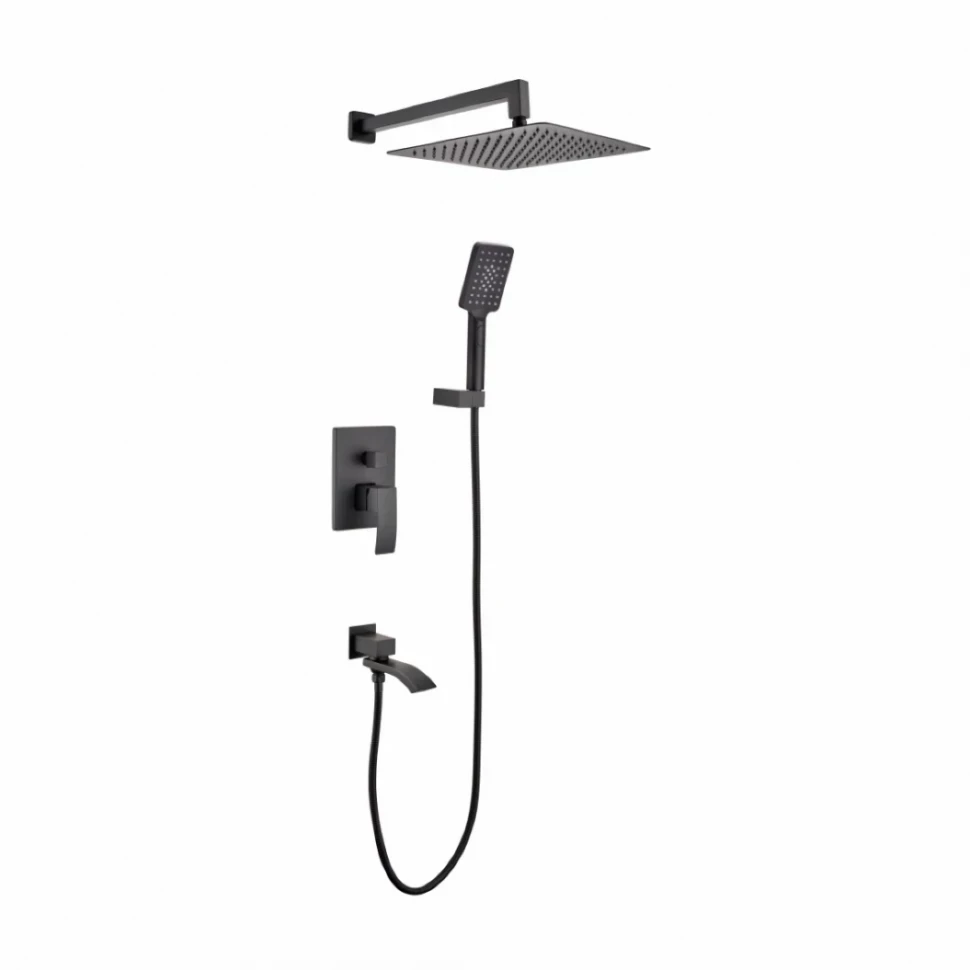 Душевая система скрытого монтажа Grocenberg GB5007, черный матовый