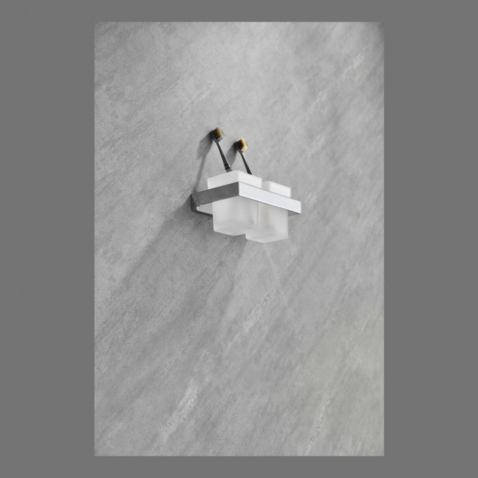 Настенный стакан двойной Grocenberg AC0022, хром Настенный стакан двойной Grocenberg AC0022, хром