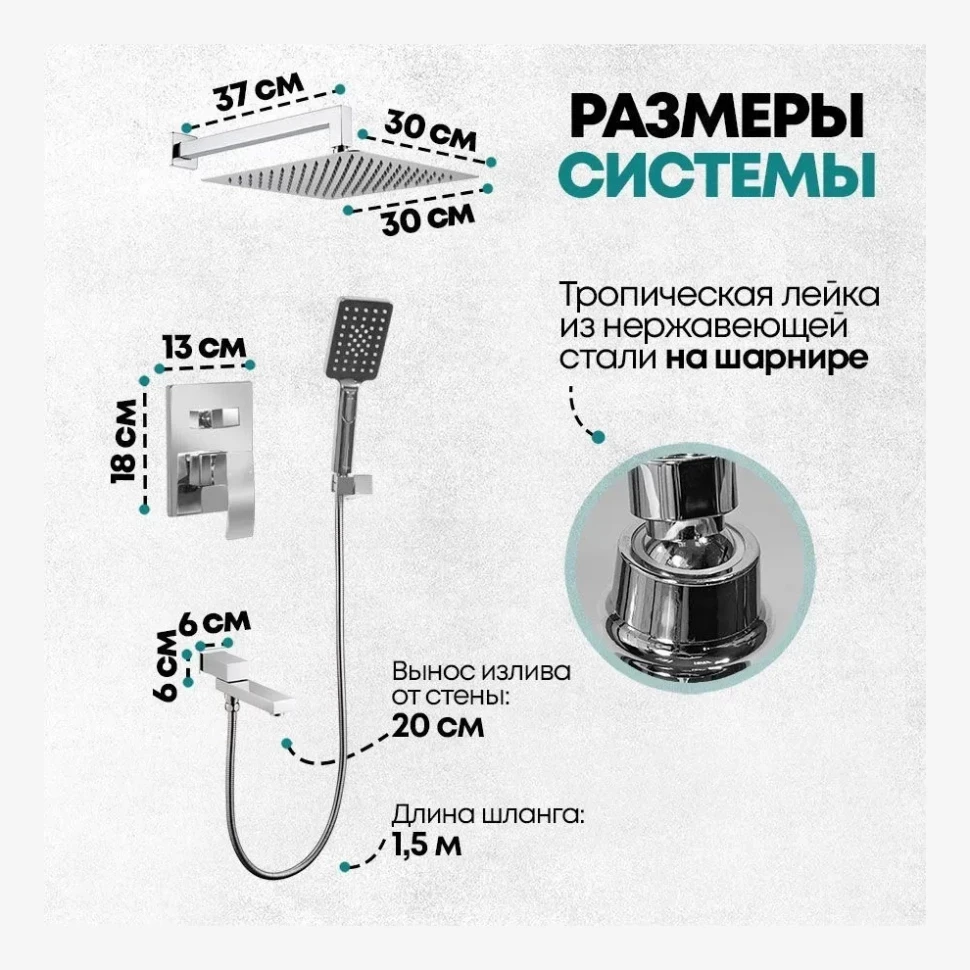 Душевая система скрытого монтажа Grocenberg GB5008, хром