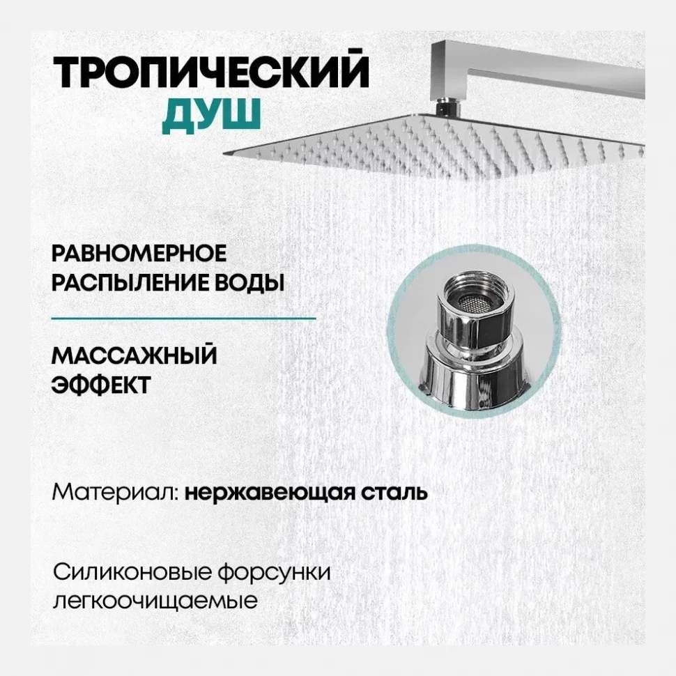 Душевая система скрытого монтажа Grocenberg GB5008, хром