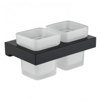 Настенный стакан двойной Grocenberg AC0022, черный матовый Настенный стакан двойной Grocenberg AC0022, черный матовый