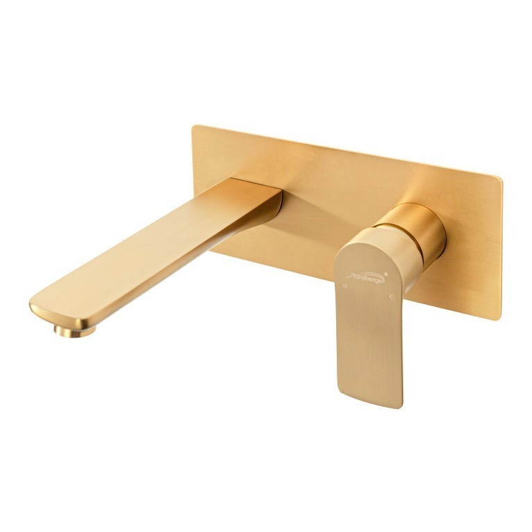 Смеситель встраиваемый для раковины Hansberge H699, матовое золото