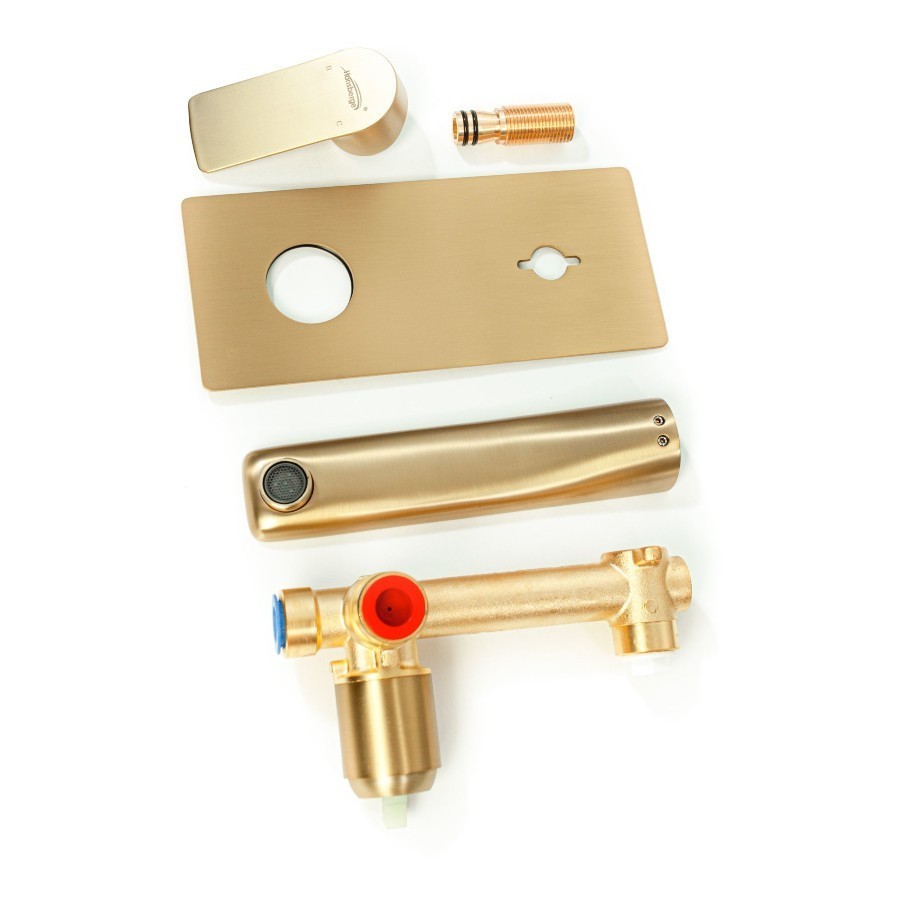 Смеситель встраиваемый для раковины Hansberge H699, матовое золото