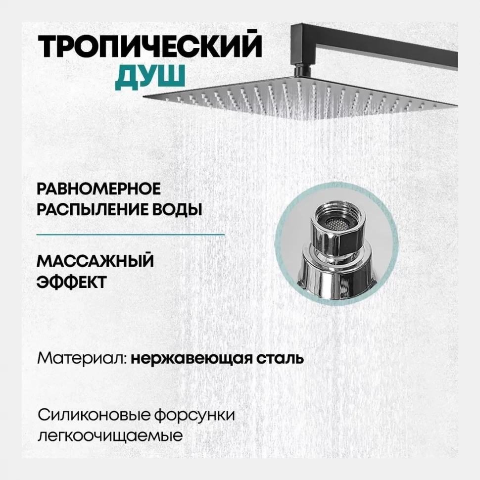 Душевая система скрытого монтажа Grocenberg GB5008, черный матовый