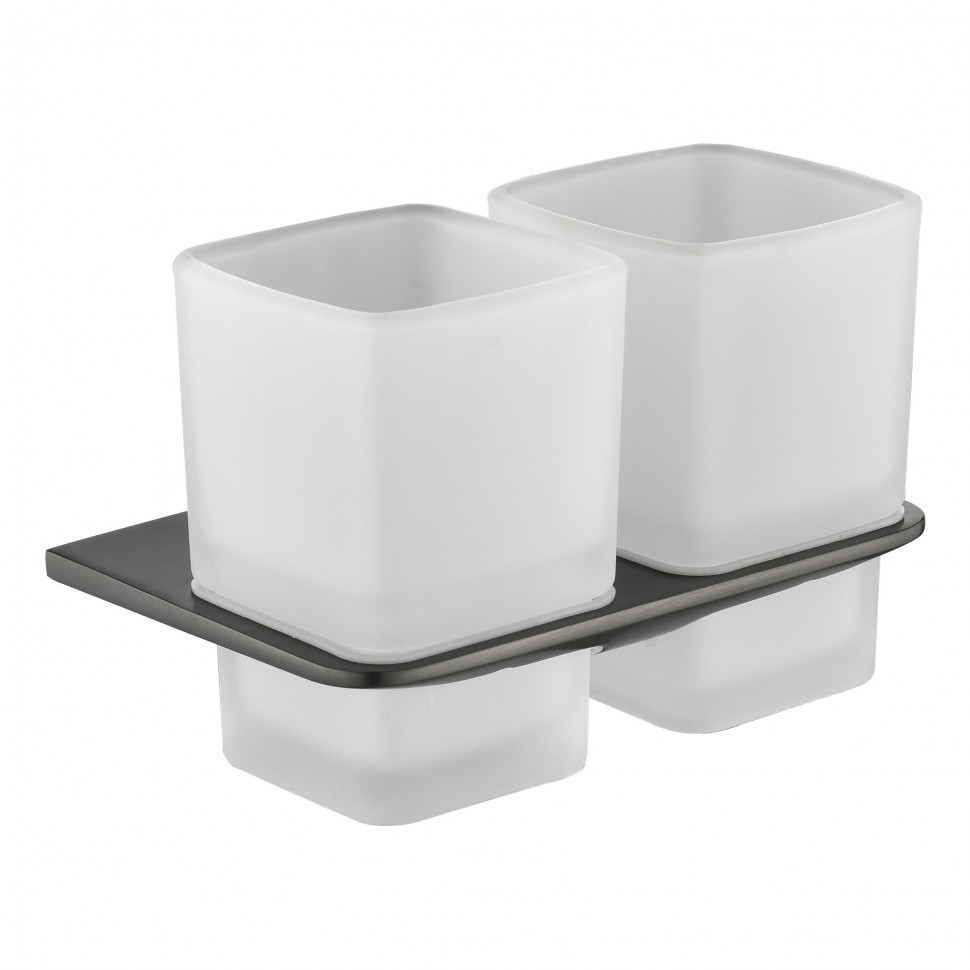 Настенный стакан двойной Grocenberg AC0056, графит Настенный стакан двойной Grocenberg AC0056, графит