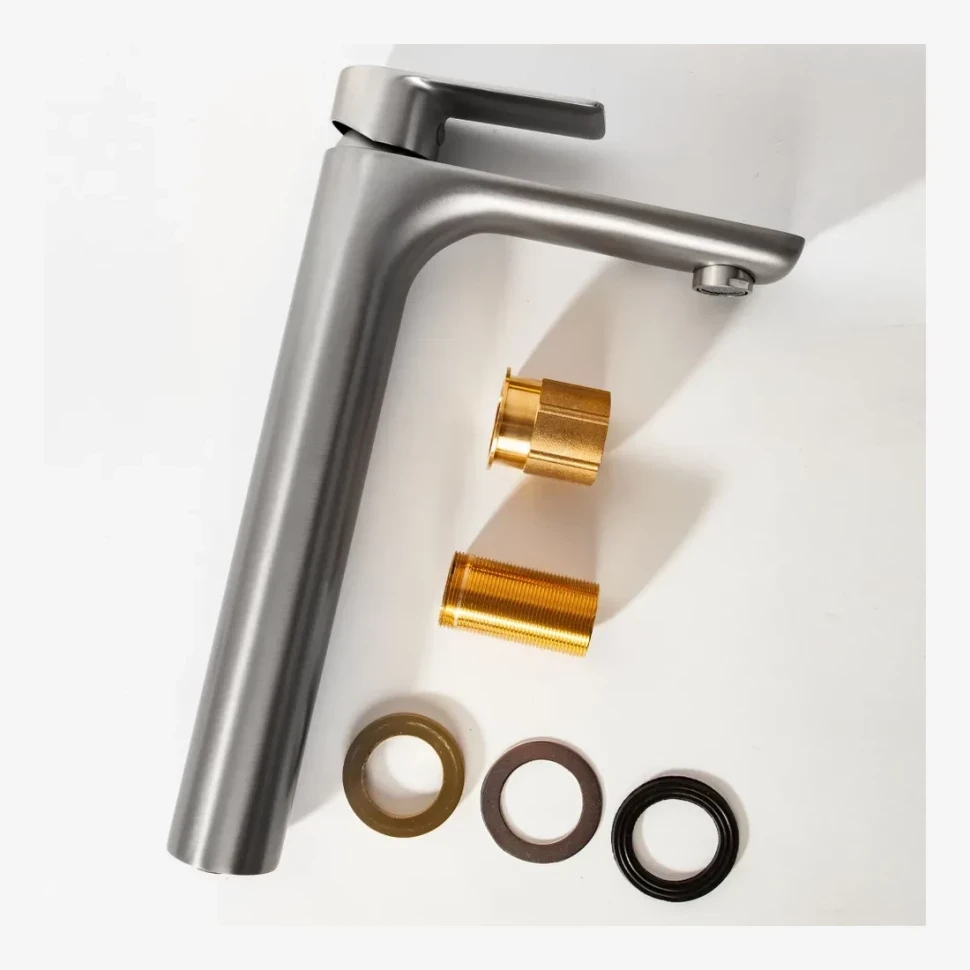 Смеситель для раковины высокий Hansberge H2099, никель