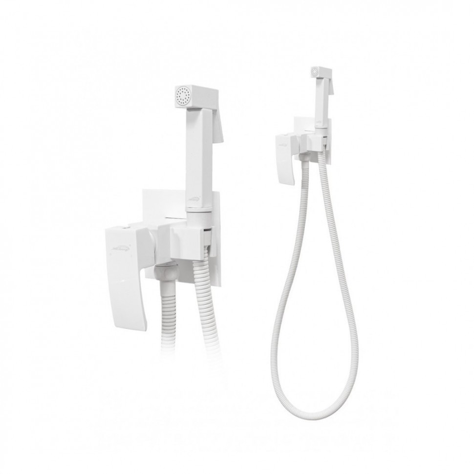 Смеситель встраиваемый с гигиеническим душем Hansberge H3077, белый