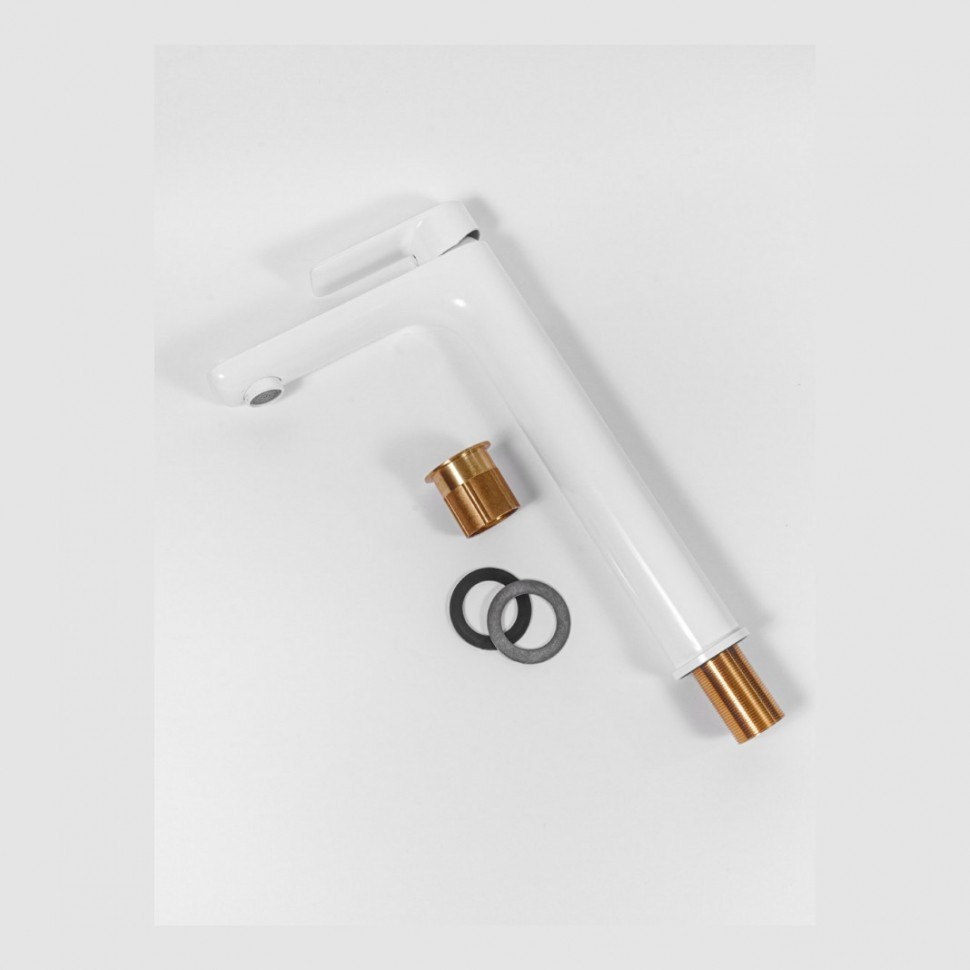 Смеситель для раковины высокий Hansberge H2099, белый