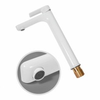 Смеситель для раковины высокий Hansberge H2099, белый