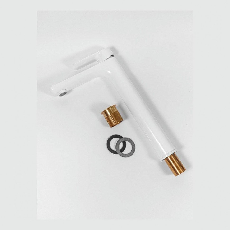 Смеситель для раковины высокий Hansberge H2099, белый