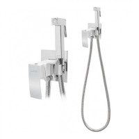 Смеситель встраиваемый с гигиеническим душем Hansberge H3077, белый/хром