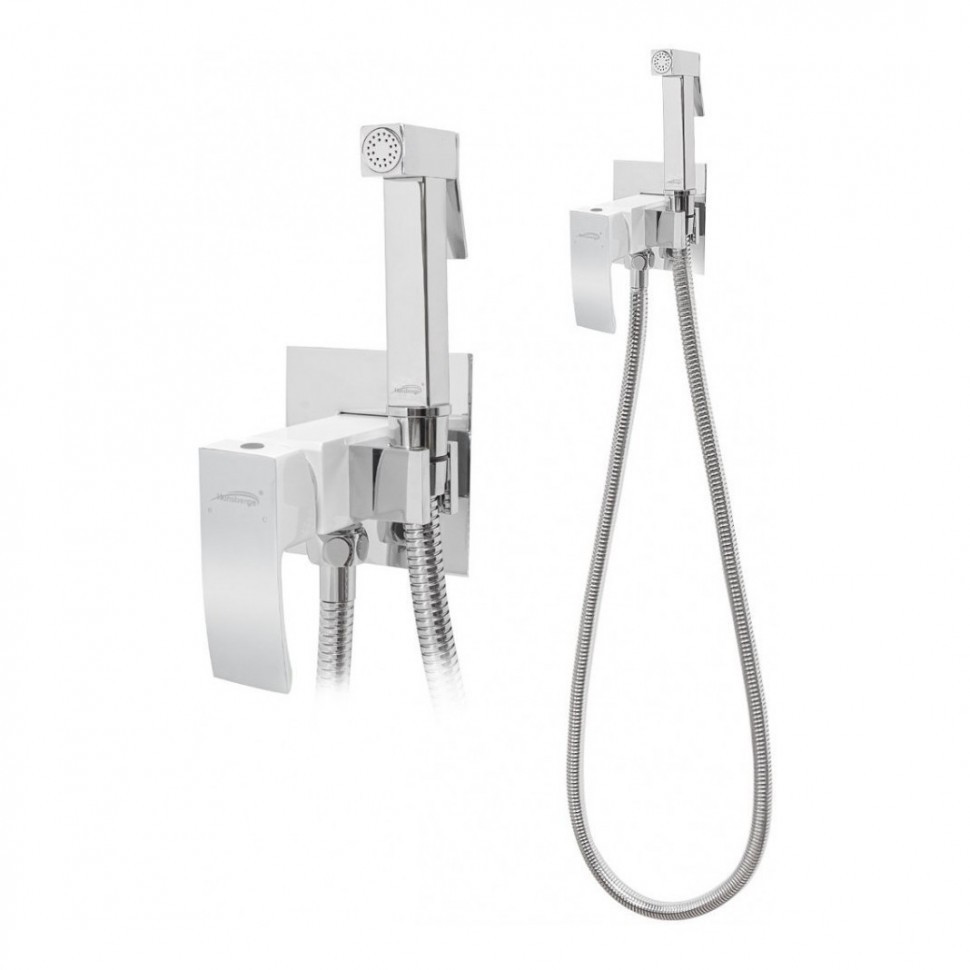 Смеситель встраиваемый с гигиеническим душем Hansberge H3077, белый/хром