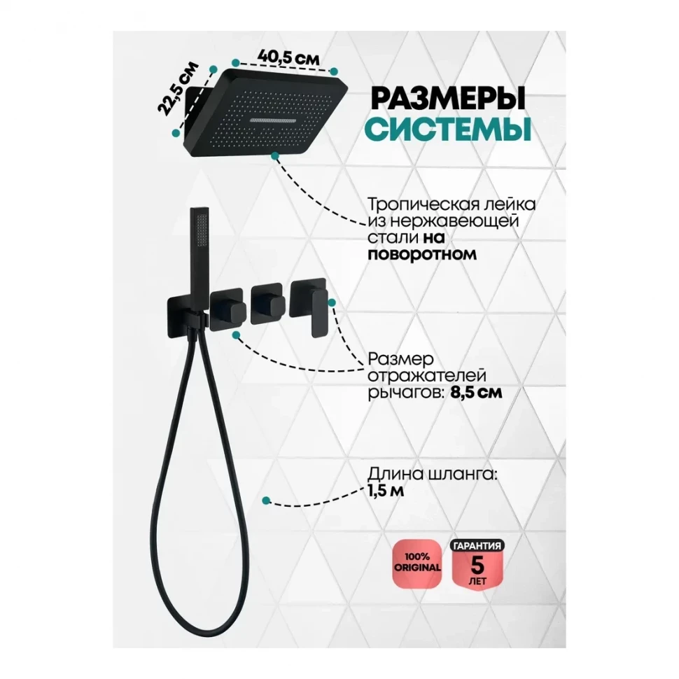 Душевая система скрытого монтажа Grocenberg GB5030, черный матовый