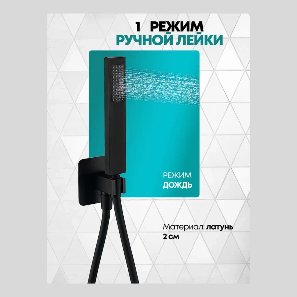 Душевая система скрытого монтажа Grocenberg GB5030, черный матовый