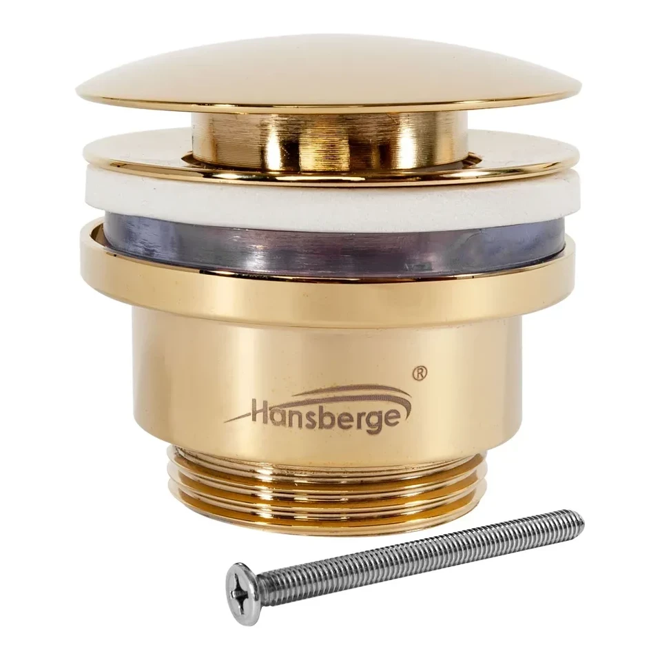 Донный клапан для раковины Hansberge H107, золото глянец