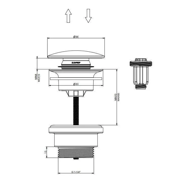Донный клапан для раковины Hansberge H107, золото глянец