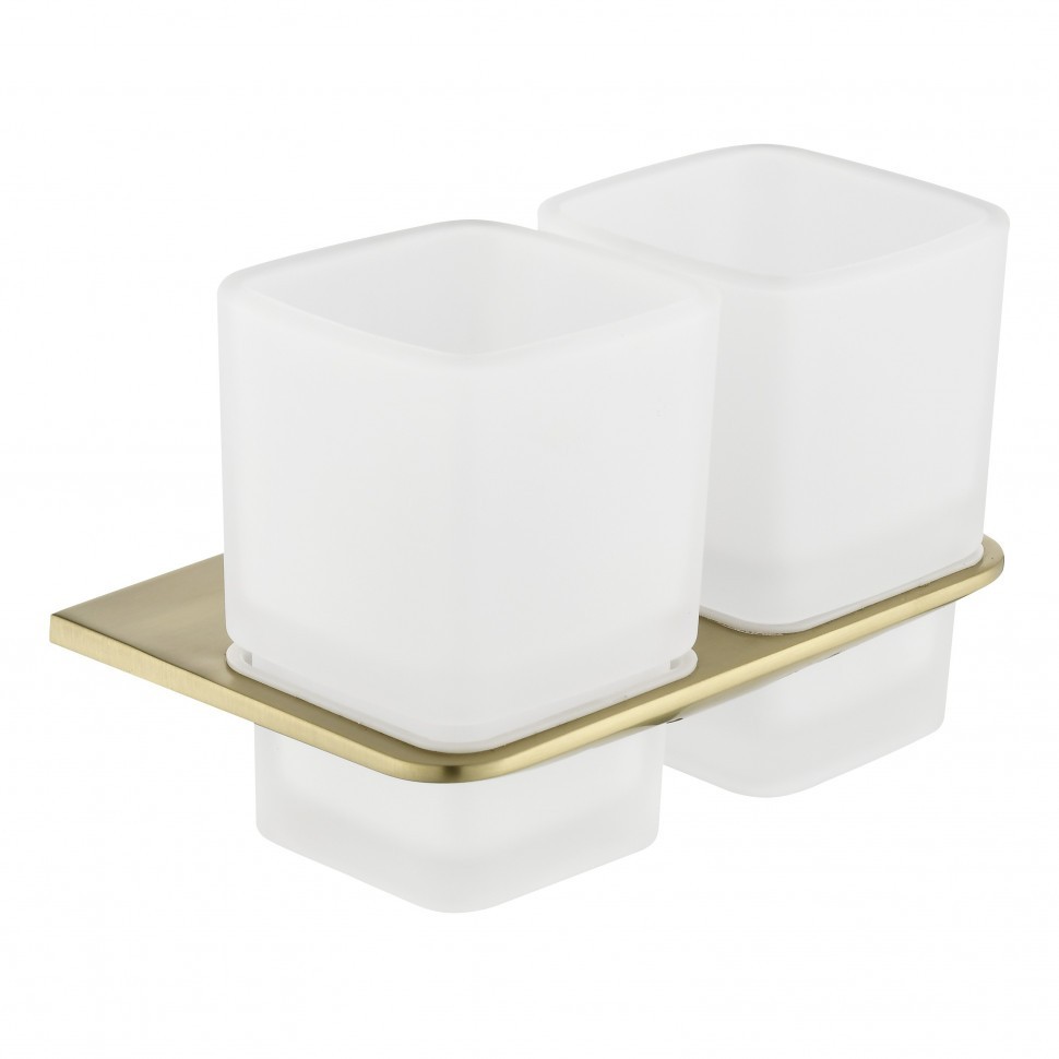 Настенный стакан двойной Grocenberg AC0056, матовое золото Настенный стакан двойной Grocenberg AC0056, матовое золото