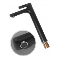 Смеситель для раковины высокий Hansberge H2099, черный хром