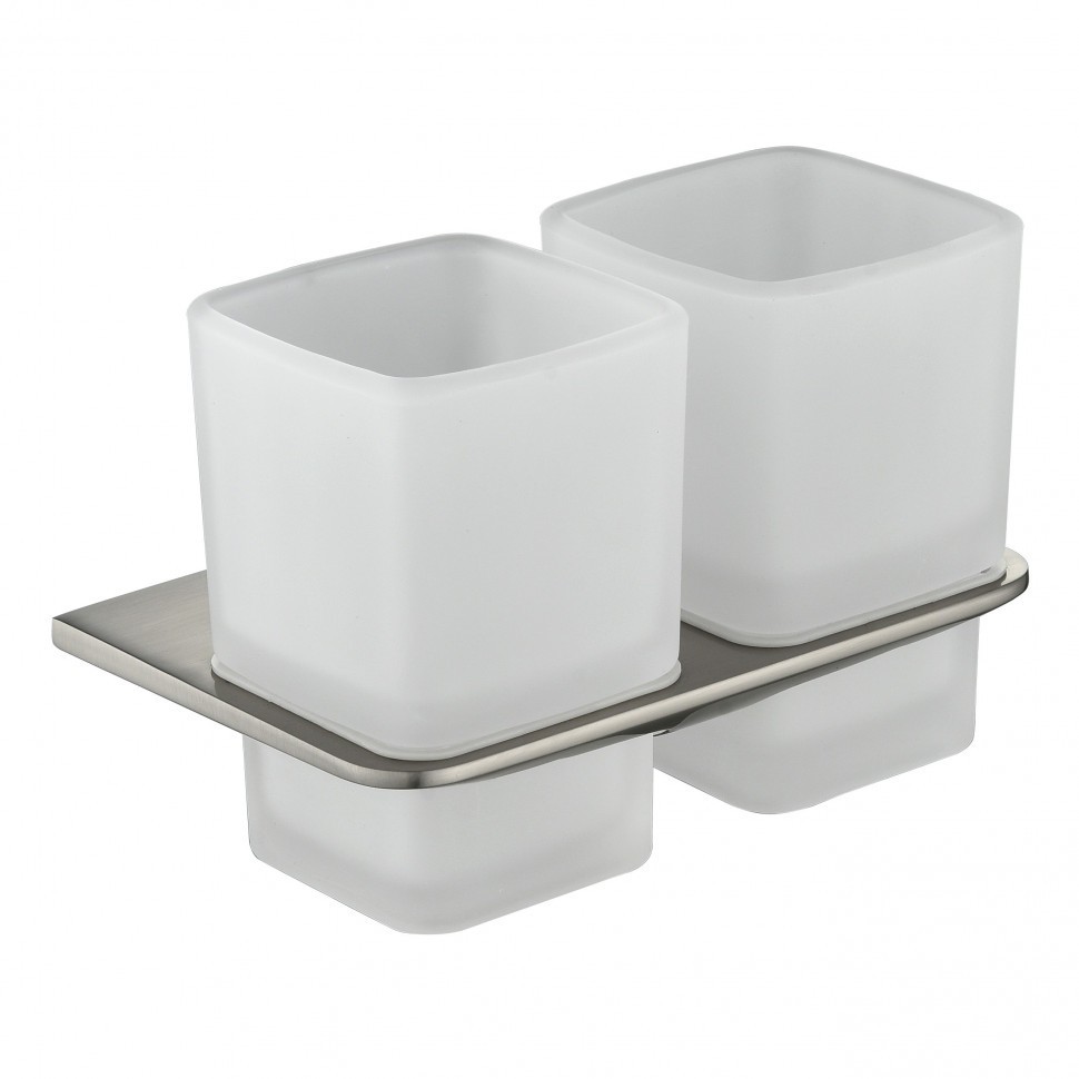 Настенный стакан двойной Grocenberg AC0056, никель Настенный стакан двойной Grocenberg AC0056, никель