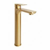 Смеситель для раковины высокий Hansberge H2099, матовое золото