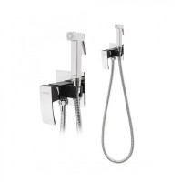 Смеситель встраиваемый с гигиеническим душем Hansberge H3077, черный хром