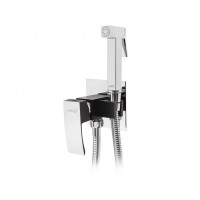 Смеситель встраиваемый с гигиеническим душем Hansberge H3077, черный хром